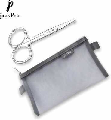 jackPro Grooming Stainless Steel 4 Inch Beard Nose Hair Cutting Scissor Trimming Small Scissors(Set of 1, Silver, Eyebrows)