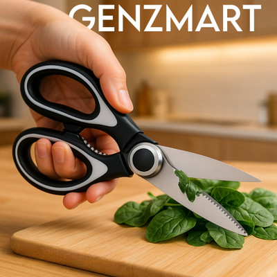 GenZmart Kitchen Cutter Scissor – Heavy Duty Blade for Fish, Chicken & Veggies Scissors(Set of 1, Black, White)