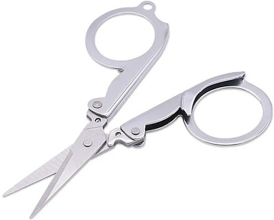 SHARPLEY Travel Scissors Foldable Paper String Craft Shred Scissors-IX37 Scissors(Set of 1, Silver)