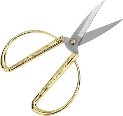 NFI essentials Stainless Steel 7.5 Inch Scissors with Beautiful Chinese Dragon Phoenix Pattern Scissors(Set of 1, Gold & Silver)