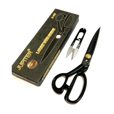AccuWeigh Jupiter A-250 (10 inches) Heavy Duty Hard Funner (FREE Thread Cutter) Tailoring Scissors(Set of 1, Black)