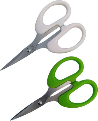 DHSHARPYOYO Hand Mini scissors Office student DIY paper cutter-IV33 Scissors(Set of 2, White, Green)