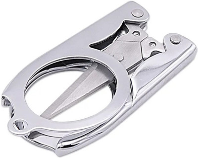 SHARPLEY Folding Pocket Travel Small Cutter Crafts Sewing Scissors-IX38 Scissors(Set of 1, Silver)
