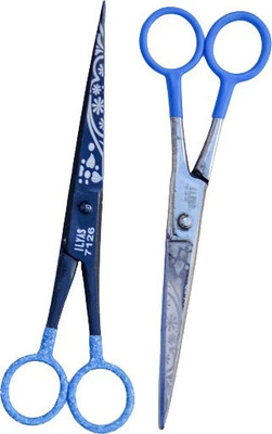 CITYCOSMETIC Pack Of 2 Flower Iron Retti Hair Cutting Scissors(Set of 2, Black)