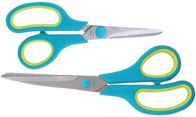 Inndiana All Purpose Scissor- Large Scissors 8.5Inch and Small Scissorf 5 inchor office home kitchen crafting cutting and tailoring Scissors (Set of 2, Blue) Scissors(Set of 2, multycolour)