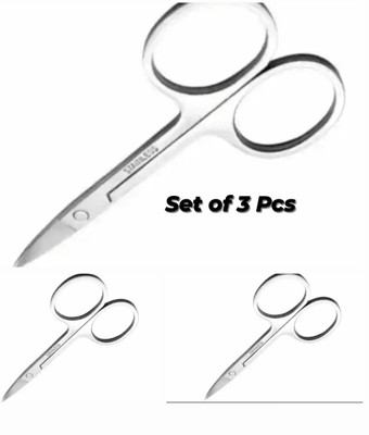 BLJIENT STAINLESS STEEL SILVER SHAVING SCISSORS WITH SHARP BLADE ( PACK OF 3 ) Scissors(Set of 3, Silver)