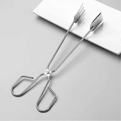 DHULKI Serving Tongs, Scissor Clip Multifunctional Kitchen Wire Food Serving Tong Scissors(Set of 1, Silver)