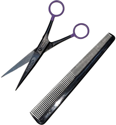 Kepki 6 Inch Scissors, Rubber Coated - Perfect for Barber, Mustache, Beard GroomingB Scissors(Set of 2, Black)