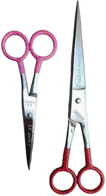 RK DARSHAN UnisexResharpening Professional Salon Barber Hair Cutting Scissors Kechi,Kaichi Scissors(Set of 2, Red, Pink)
