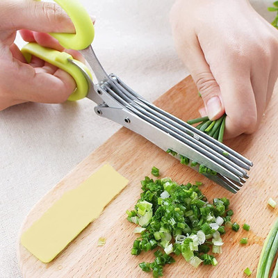 SYADEL 5 Blade stainless steel vegetable shredding scissor - Herb shear cutter Scissors(Set of 1, Multicolor)