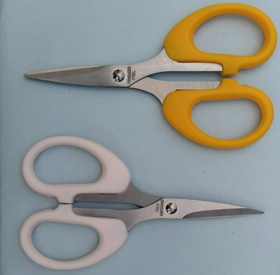 DSHARPP YOYO Mini Multi Purpose Curved Craft Scissors, 4 Inch, steel -IX-36 Scissors(Set of 2, Yellow, White)