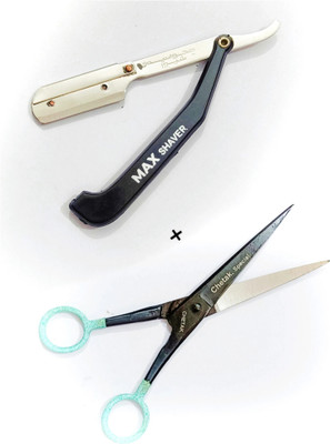 Insha Barber shkh6 max razor Scissors(Set of 1, Black, White, Blue)