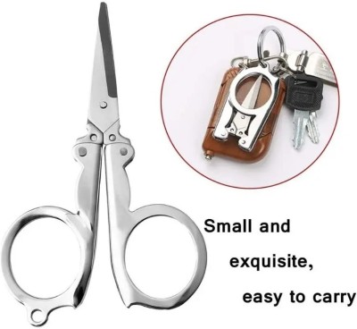 SHARPLEY Folding Pocket Travel Emergency Mini Foldable Scissors-IX26 Scissors(Set of 1, Silver)