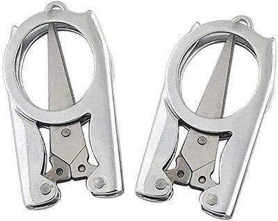 PMW Folding Scissors Compact Pocket Stainless Steel Small Travel 2 Pack Craft Project Scissors Kits Scissors(Set of 2, White)