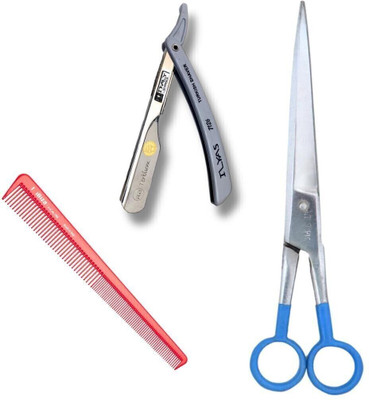Panchal Salon Professional Stainless steel scissor, fine razor, elegant comb Scissors(Set of 1, Steel)