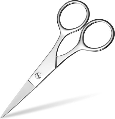 Verceys 4 Inch Eyebrow Nose Hair Eyelashes, Nose, Mustache Scissors(Set of 1, Silver)