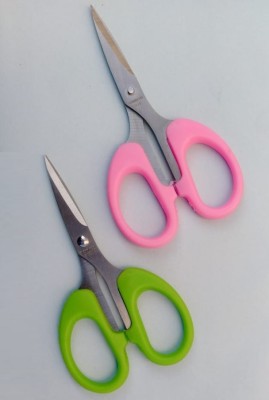 DSHARPP YOYO Plastic handle cutting paper school stationery office scissors-IX-3 Scissors(Set of 2, Pink, Green)