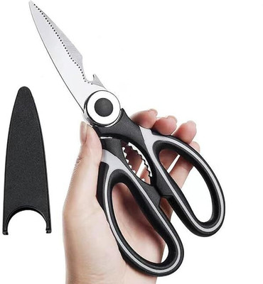 Xena Kitchen Scissor Cutting Bone Fish Scale Scraper Bottle Cap Opener Herb Cutting Scissors(Set of 1, Black)