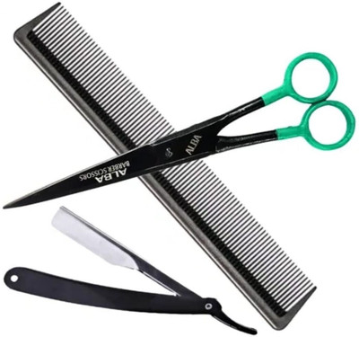 aramco india Sharp Combo OF Scissor Razor Comb Combo for men and women Scissors(Set of 3, Black, Green)