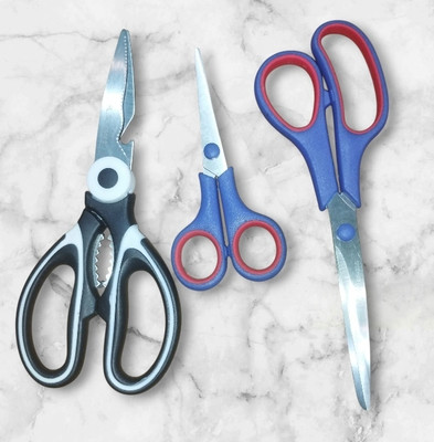 NUT E MONKEY Pack of 3 ALL PURPOSE SCISSORS SET FOR HAIR CUT CRAFT (PACK OF 3) Scissors(Set of 3, Black)