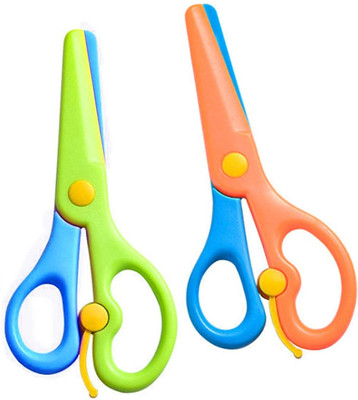 DEZIINE 2 PCS Children Safety Scissors Set Preschool Training Scissors Scissors(Set of 2, Multicolor)