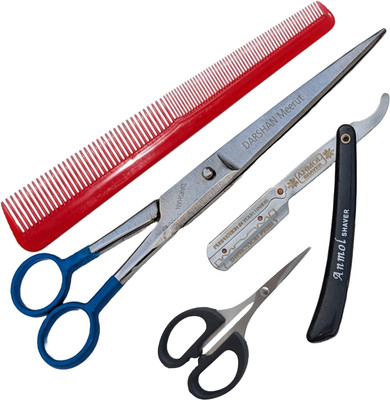 SAZIC Scissor for Men & Women – Barber Scissor for Beard, Nose, Mustache, & Eyebrows Scissors(Set of 2, Blue)