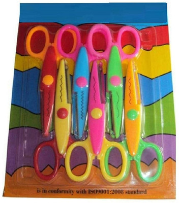 BM RETAIL 6 Pieces Art and Craft Zig zag Paper Shaper Scissor For Greeting Cards Scissors(Set of 6, Multicolor)