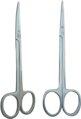 TIAGO Tonsil metzenbaum 6 inch scissor, STRAIGHT/CURVED (2 pcs set) surgical scissor Scissors(Set of 2, Silver)