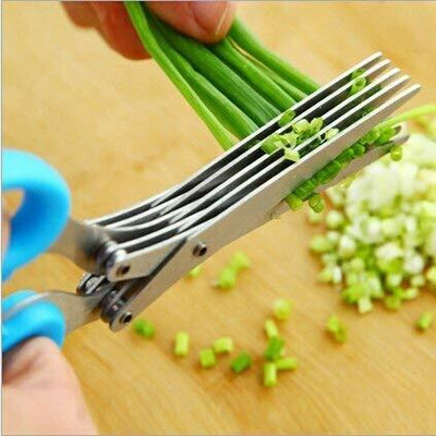 Paper Wings Multipurpose Stainless Steel 5 Blade Vegetable Scissor Multi Use Cutter Scissors(Set of 1, Multicolor)