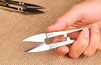 Boomani Embroidery Sewing Tool Snips Thrum Thread Cutter Tailor Scissors - pack of 1. Scissors(Set of 1, Gold)