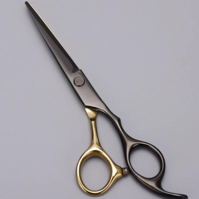 feelhigh Stainless Steel Barber Hair Cutting Scissors Straight Scissors Salon Scissors(Set of 1, BlackGold)