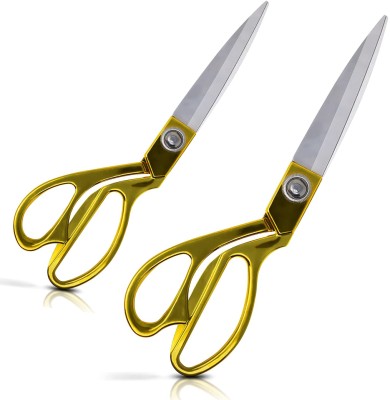 PuthaK Golden Premium Professional Stainless Steel Cloth Scissor 8.5 With 10.5 Inch Scissors(Set of 2, Gold, Silver)