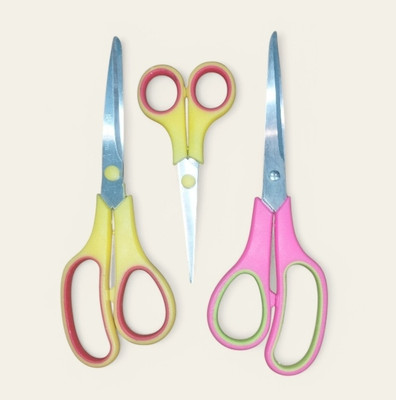 NUT E MONKEY All purpose acissor set for hair cut, craft &Tailoring scissors (pack of 3) Scissors(Set of 3, Yellow, Pink, Red)