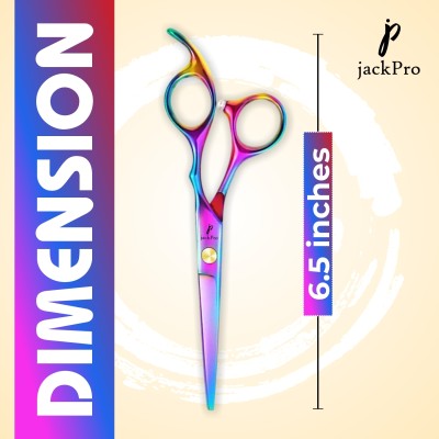 jackPro Professional Hair Styling Stainless Steel Hair Cutting Scissors Salon 6.5 Inch Scissors(Set of 1, Rainbow)