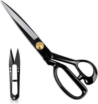 SK MART Premium Multipurpose Black Tailoring Scissor with Trimmer Scissors(Set of 2, Black)