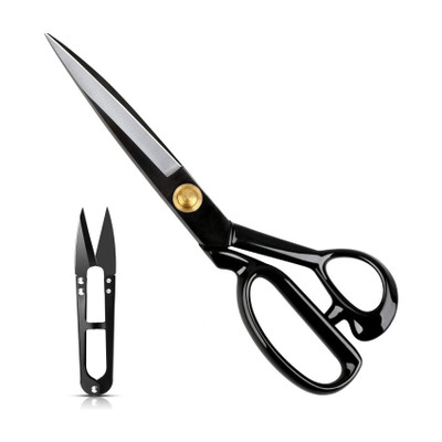 SK MART Premium Multipurpose Black Tailoring Scissor with Trimmer Scissors(Set of 2, Black)