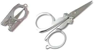 WunderVoX ™ LXI-33-Folding Pocket Scissors/Used For Craft Work Scissors(Set of 2, Silver)