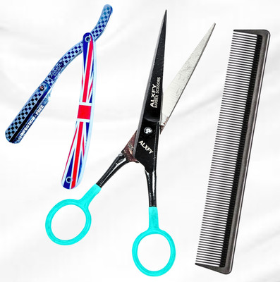 alxfy Professional Barber Hair Cutting Salon Scissor Fancy American Razor Combo Kit Scissors(Set of 1, Pack of 3)