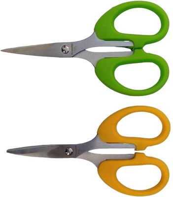 DHSHARPYOYO 5 inch Small Scissor Office Home School Scissors-IV4 Scissors(Set of 2, Yellow, Green)