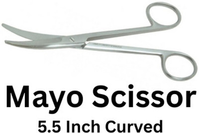 jesurgicals Stainless Steel Mayo Scissor Curved – Surgical Scissors (5.5 Inch) Scissors(Set of 1, Silver)
