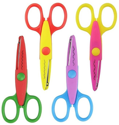 Freedy Designer Shape Cutter Zig Zag Scissor(pack of 4) Scissors(Set of 4, Multicolor)