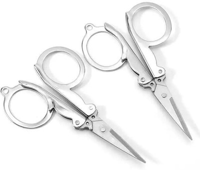 Euclid Foldable Small Scissors,Portable Mini Travel Scissor Scissors(Set of 2, Silver)