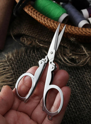 SHARPLEY Mini Foldable Travel Embroidery Scissor Thread Tailor Scissors-IX53 Scissors(Set of 1, Silver)