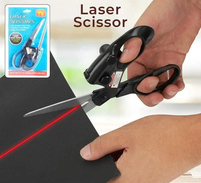 DeoDap Laser Guided Scissors, Precision Cutting Tool For Crafting & Sewing (1 Pc) Scissors(Set of 1, Black)