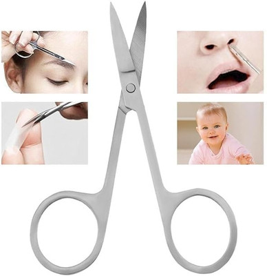 NOXY Grooming Scissor Small Facial Hair Cutting, Moustache Trimming & Beard Trimming Scissors(Set of 1, Silver)