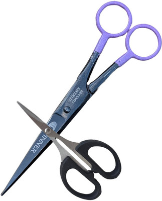 SAZIC Scissors Perfect for Barber, Mustache, Beard Grooming, Haircuts for Men & Women Scissors(Set of 2, Black)