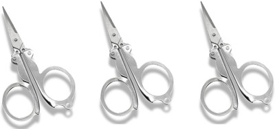 Crafts Haveli Foldable Scissors Pack of 3 – Stainless Steel Mini Travel Scissor for DIY Craft Scissors(Set of 3, Silver)