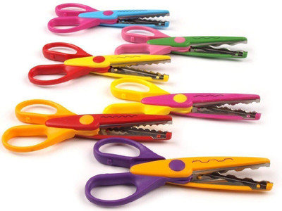 KRAFTMASTERS 6 Pieces Art and Craft Zig zag Paper Shaper Scissor Set Of 6 Scissors(Set of 6, Multicolor)