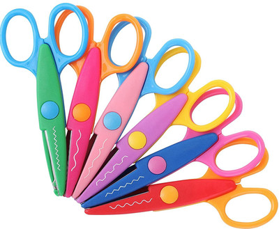 Kandle 6 Pieces Art and Craft Zig zag Paper Shaper Scissor For Greeting Cards, Frames Scissors(Set of 6, Multicolor)