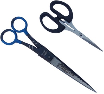 Zein Mustache Trimming Hair Cutting Scissor For Men & Women Barber Scissor For Salon Scissors(Set of 2, Black)